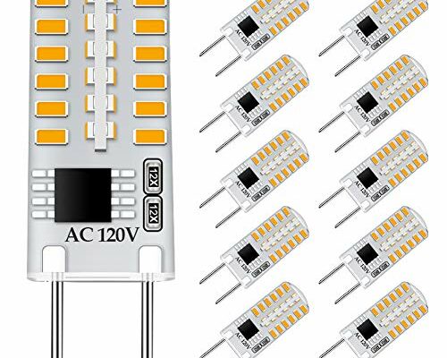 TAIYALOO G8 LED Bulb Dimmable 3W Equivalent to G8 Halogen Bulb 20W-25W, T4 JCD Type Bi-Pin G8 Base, AC 120V G8 Bulb Warm White 3000K for Under Cabinet Light, Under Counter Kitchen Lighting (10 Pack)