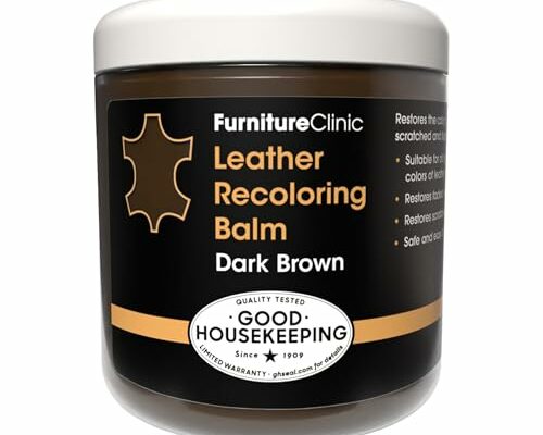 The Original Leather Recoloring Balm by Furniture Clinic - Dark Brown Leather Dye for Furniture, Couches & Car Seats - Restore Scratched, Faded, & Damaged Surfaces