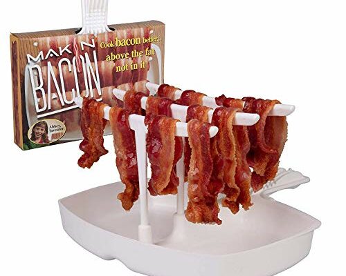 The Original Makin Bacon Microwave Bacon Dish - Makes Crispy Bacon in Minutes - Simple, Quick, and Easy to Use - Reduces Fat Content for a Healthier Meal - Molded in The USA