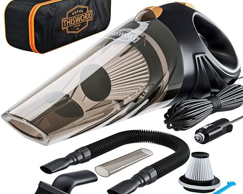 ThisWorx Car Vacuum Cleaner - Portable Handheld Mini Vacuum Cleaner W/ 16ft Cord, Bag, & Attachments - Small Vacuum for Car, RV, Boats, Travel - Car Accessories