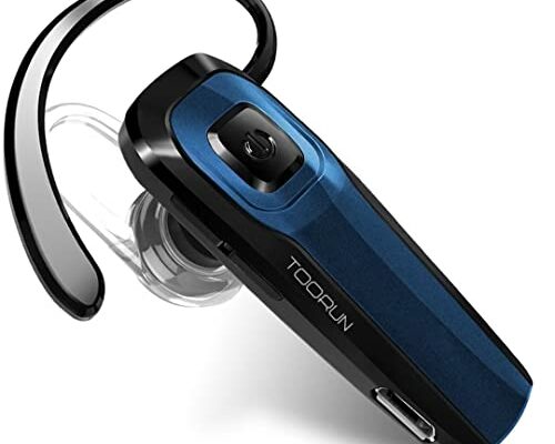 TOORUN Bluetooth Earpiece, M26 Bluetooth Headset Handsfree V5.0 Wireless Earpiece Headphone with Noise Reduction and Microphone Compatible for Android iPhone Cell Phone Laptop - Blue