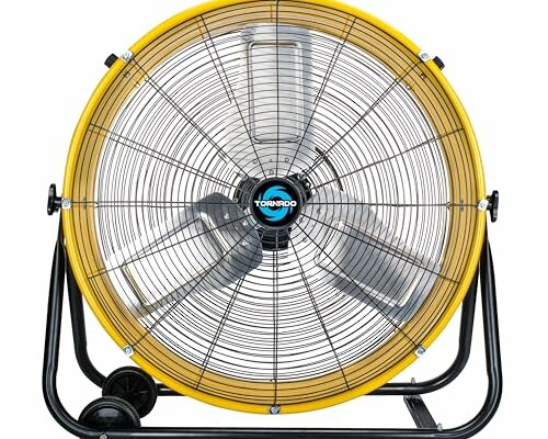 Tornado - 24 Inch High Velocity Heavy Duty Tilt Metal Drum Fan Yellow Commercial, Industrial Use 3 Speed 8540 CFM 1/3 HP 8 FT Cord UL Safety Listed (YELLOW)