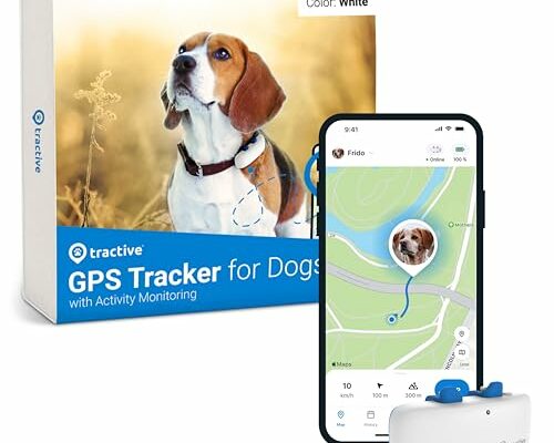 Tractive GPS Tracker for Dogs - Waterproof, GPS Location & Smart Pet Activity Tracker, Unlimited Range, Works with Any Collar (White)