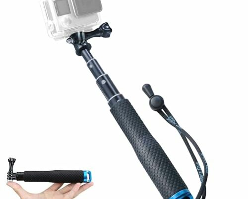 Trehapuva 19”(Full Length) Extension Selfie Stick Compact Hand Grip Adjustable Waterproof Monopod Pole Compatible with GoPro Hero 13 12 11 10 9 8 7 6 5 AKASO DJI Osmo Action Camera(Short Size)