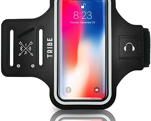 TRIBE Water Resistant Cell Phone Armband Case Running Holder for iPhone Pro Max Plus Mini SE (13/12/11/X/XS/XR/8/7/6/5) Galaxy S Ultra Plus Edge Note (21/20/10/9/8/7/6/5) Adjustable Strap & Key Pocket