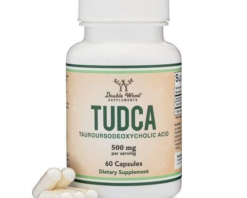 TUDCA Bile Salts Liver Support Supplement, 500mg Servings, Liver and Gallbladder Cleanse Supplement (60 Capsules, 250mg) Genuine Bile Acid TUDCA with Strong Bitter Taste by Double Wood