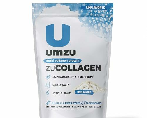 UMZU ZuCollagen Hydrolyzed Protein Powder | 5 Collagen Peptide Types for Healthy Hair, Skin, Nails, Joints & Gut | Low Calorie, High Protein (20g Protein per Serving | Unflavored)