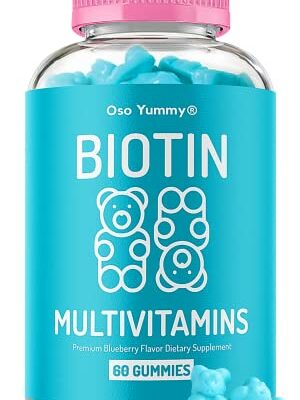 Vegan Hair Skin and Nails Gummies - Biotin Gummies w/Sugar, Bear Shaped Supplement w/ Biotin 5000mg + Vitamins A, C, D, E, B6, B12 + Zinc | Hair Vitamins for Faster Hair Growth for Women & Men