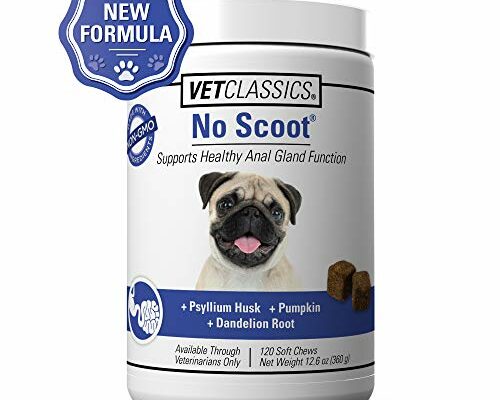 Vet Classics No Scoot Dog Supplements for Healthy Anal Gland Function – Support Normal Bowel Functions, Anal Glands – Increases Daily Fiber Intake for Dogs – 120 Soft Chews