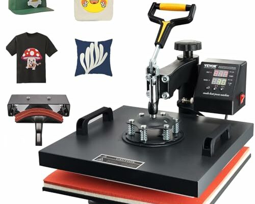 VEVOR 15x15 Heat Press Machine 2 in 1 for T Shirts and Hats, Swing Away T Shirt Press Machine, Professional Heat Press for Sublimation, Vinyl, Heat Transfer Projects