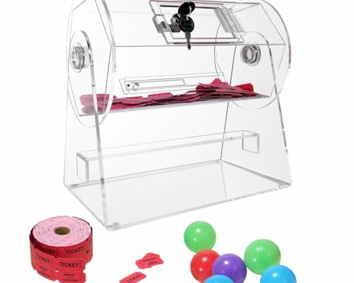 VEVOR Acrylic Raffle Drum, Professional Raffle Ticket Spinning Cage with 2 Keys, Transparent Lottery Spinning Drawing, Holds 2500 Tickets or 100 Raffle Balls,Raffle Ticket Box for Lottery Games Bingo