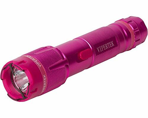 VIPERTEK VTS-T03 Aluminum Stun Gun for Self Defense Rechargeable with LED Flashlight, Pink