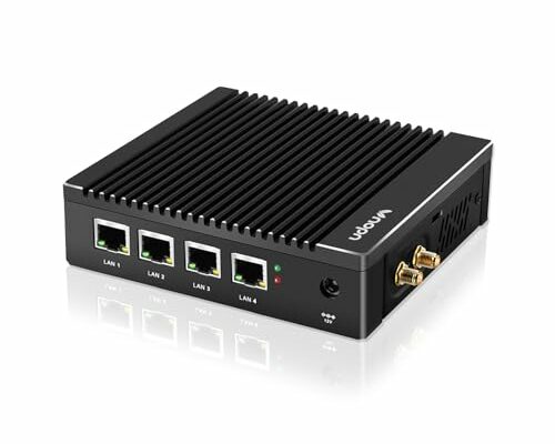 VNOPN Micro Firewall Appliance Intel N3700 Quad Core, Fanless Mini PC 4 x Intel 2.5GbE i225 LAN Ports 8GB RAM DDR3 128GB mSATA SSD, Network Gateway Soft Router PC, Support AES NI/WiFi