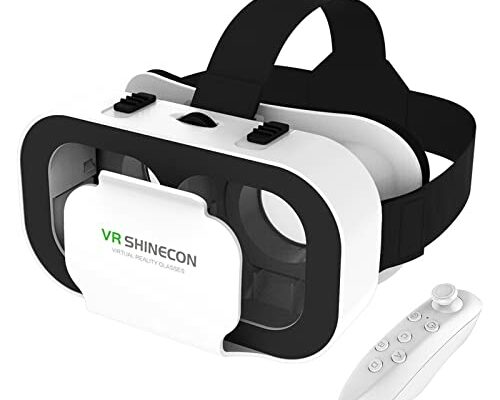 VR Headset for iPhone or Android Compatible 4.7-6.5 inch, Virtual Reality 3D Glasses Headset Helmets with Controller, for Mobile Games & Movies