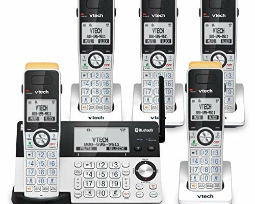 VTech IS8151-5 Super Long Range 5 Handset DECT 6.0 Cordless Phone for Home with Answering Machine, 2300 ft Range, Call Blocking, Bluetooth, Headset Jack, Power Backup, Intercom, Expandable to 12 HS