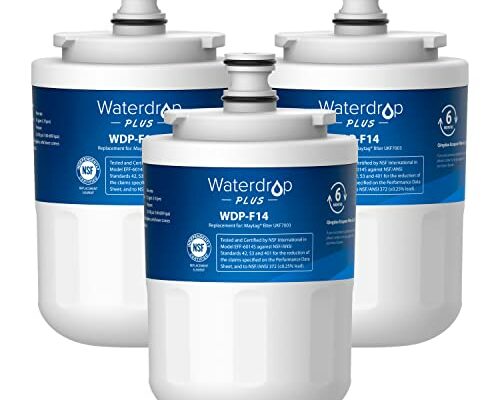 Waterdrop Plus UKF7003 Replacement for Maytag® UKF7003, UKF7002AXX, Whirlpool® EDR7D1, UKF7003AXX, UKF7002, 7003AXXP, UKF6001AXX, UKF5001, NSF 401&53 Refrigerator Water Filter, Pack of 3