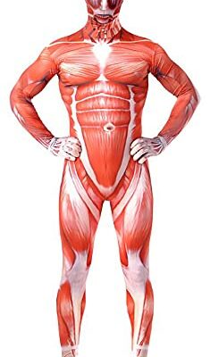 WhitHors Halloween Attack On Titan Costume Cosplay Shingeki No Kyojin Mens Muscle Suit Bodysuit Jumpsuit Zentai Spandex Unisex for Adult, Height:63 Inch -65 Inch , (WH-Titan-07)