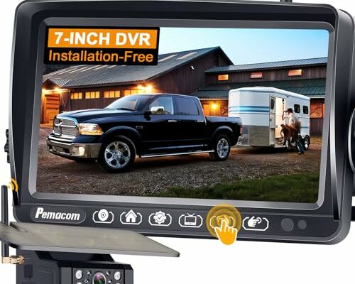 Wireless RV Backup Camera Install-Free for Trailer: 7 Inch Recording Monitor Solar RV Rear View Camera Long Battery Life Scratch-Proof - Strong Magnetic RV Camera HD 1080P for RVs Trucks Campers