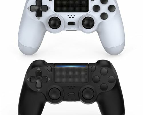 Wuthur PS4 Controller Wireless 2 Pack, Compatible with PlayStation 4 - Black & White