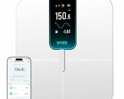 Wyze Scale Ultra, Smart Scale with 4.3" Color Display, Digital Bathroom Scale for Body Weight BMI Muscle Mass Composition, Wi-Fi & Bluetooth Body Fat Scale with Heart Rate- White