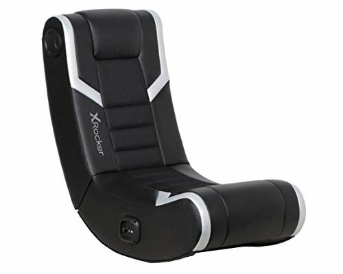 X Rocker Eclipse Video Gaming Floor Chair with Built-In Headrest Speakers, Wireless Bluetooth, Foldable, Vegan Leather, 275 lbs Max, Amazon Exclusive, Black and Silver