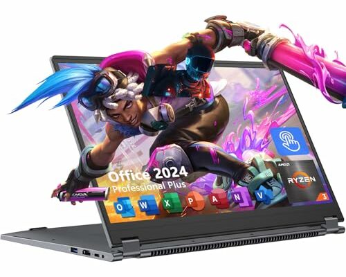 ZENAERO 15.6" 2-in-1 Laptop | 16GB DDR4 RAM 512GB Storage | AMD Ryzen 3 3200U (up to 3.5GHz) | AMD Radeon Vega 3 | FHD Touchscreen | Windows 11 Pro | Wi-Fi 5 | BT5.1 | RJ45 | Backlit Keyboard, Gray