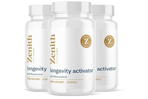 Zenith Labs Longevity Activator Anti-Aging Supplement Dietary Supplement, Natural Antioxidants with Resveratrol - Supports Immune Function and Healthy Memory, 3 Pack