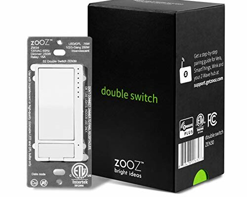 Zooz Z-Wave Plus S2 Double Switch (White) ZEN30 for Fan and Light Combo (NO Speed Control), Signal Repeater, Hub Required (Works with Hubitat, Wink, SmartThings, Vera)