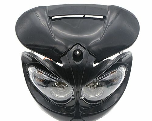 ZYHW Motorcycle Street Fighter Black Headlight Fairing Light Lamp Yellow Amber Color (Black)