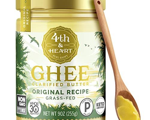 4th & Heart Original Grass-Fed Ghee, Clarified Butter, Keto, Pasture Raised, Lactose and Casein Free, Certified Paleo (9 Ounces)