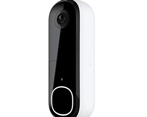 Arlo Video Doorbell 2K | 2nd Gen | Wireless/Wired Option, 2-Way Audio, Night Vision, Head to Toe Video View, Integrated Siren | Live Stream | Real Time Notifications |180 Deg Wide View, White