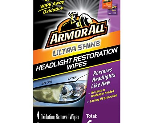 Armor All Car Headlights Cleaner Wipes , Cleaning Wipes for Headlights for Cars, Trucks, Mortocycles, 6 Wipes