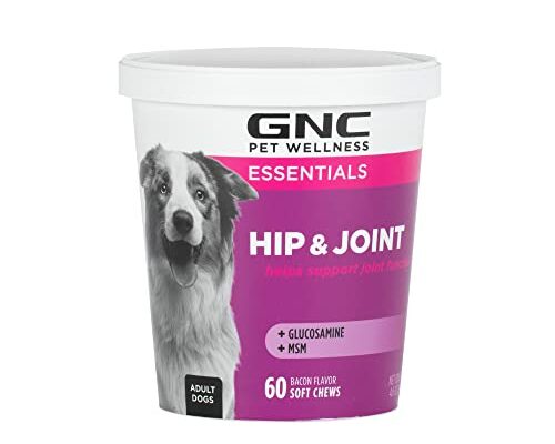 GNC for Pets Essentials Hip & Joint Supplement for Dogs | 60 ct Soft Chew Hip Joint Supplement Soft Chews with Turmeric | Chicken Flavor Hip & Joint Supplement for Adult Dogs