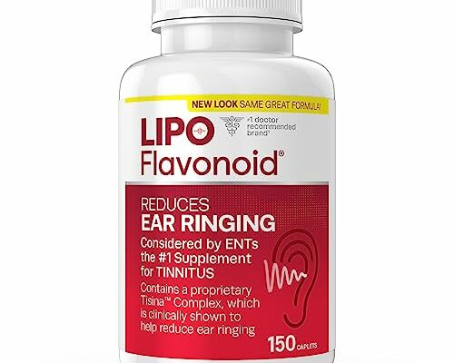 Lipo-Flavonoid Plus, Tinnitus Relief for Ringing Ears, OTC Flavonoid Ear Health Vitamins, Bioflavonoids & Vitamin C, 150 Caplets