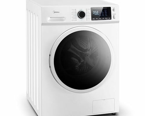 Midea 24 Inch Washer and Dryer Combo, All in One Washer and Dryer 2.7 cu.ft 26lbs, Ventless Washing Machine, Steam Care, Overnight Dry, 1400 RPM, 16 Cycles Front Load Washer, Full-Automatic, White