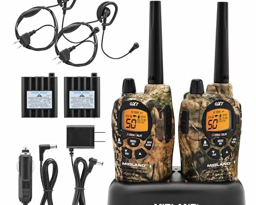 Midland GXT1050VP4 Walkie Talkies Long Range - Two-Way Radio with Rechargeable Batteries - Handheld GMRS 50 Channel Radio - Mossy Oak Camo – Combo 2 Pack