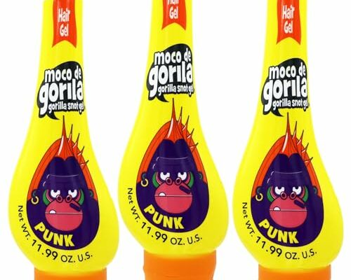 Moco de Gorila Punk, Hair Styling Gel, Reactivate with water, Long-lasting Hold, 3-Pack of 11.99 Oz Each, 3 Squeezable Bottles.