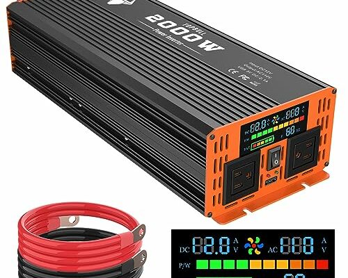 Power Inverter for Vehicle 2000 Watt Car Inverter 12V to 110V Modified Sine Wave Inverter with 2 AC Outlets, USB Port, Dual Smart Fans, Cables Included for Home, RV, Outdoor, Camping, Boat New Upgrade