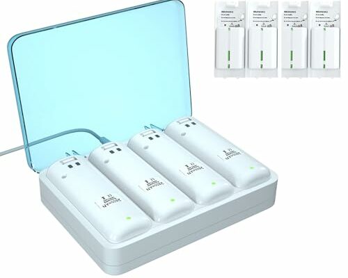 Rechargeable 4 Pack Battery Pack for Wii/Wii U Remote Controller,2800mAh Replacement Batteries and 4 Ports Charger Station for Wii/Wii U Remote Controller Battery Pack,wii Remote Charger-BURFLO