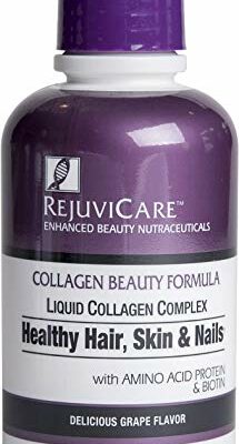 Rejuvicare Liquid Collagen Beauty Formula with Amino Acids, Protein and Biotin, Delicious Grape Flavor, Purple 16 oz ,32 servings