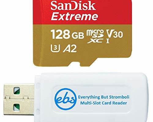 SanDisk 128GB Micro Extreme Memory Card for Samsung Phone Works with Galaxy S20, S20+, S20 Ultra, S20 Fan Edition (SDSQXA1-128G-GN6MN) Bundle with (1) Everything But Stromboli SD & MicroSD Card Reader