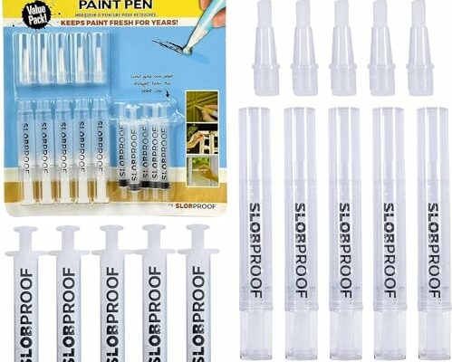 Slobproof Touch-Up Paint Pen - Refillable Paint Brush Pens - Touch-Up Paint Pens for Walls, Window, Wood - Fillable Paint Pens w/ Any Paint Types (Fill with Own Paint for a Precise Match), 5-in-1 Pack