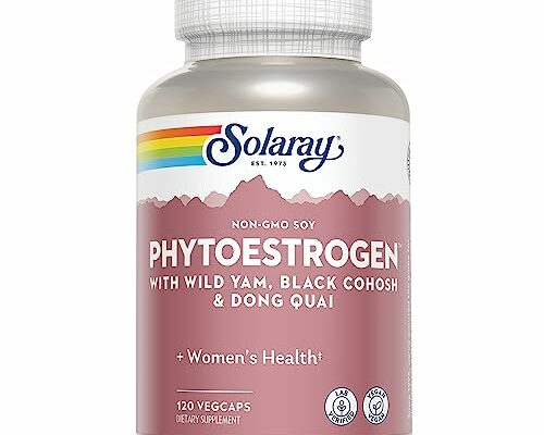 SOLARAY PhytoEstrogen Menopause Supplements - Wild Yam, Black Cohosh, and Dong Quai Estrogen Pills for Women's Health - Vegan, Lab Verified, 60-Day Guarantee (30 Servings, 120 VegCaps)