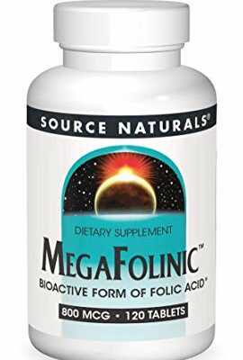 Source Naturals MegaFolinic, Bioactive Form of Folic Acid, 800 mcg - 120 Tablets