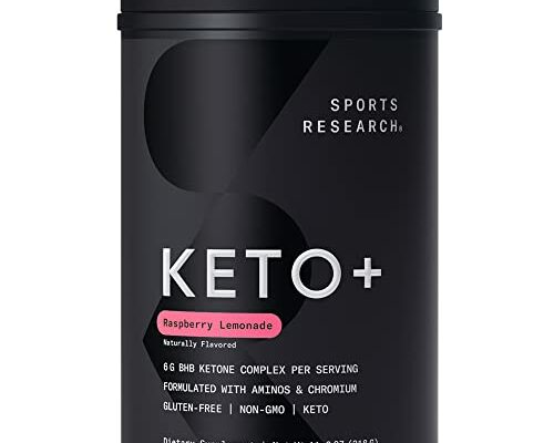 Sports Research Keto Plus Exogenous Ketones with goBHB - 30 Servings | Keto Electrolyte Powder for Hydration, Energy, Focus & Ketosis | Keto Certified, Vegan Friendly (Raspberry Lemonade)