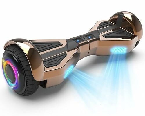 Starship Hoverboard with Bluetooth Speaker, Chrome Color Self Balancing Scooters with Science Fiction Design and 6.5 inch LED Wheels (Chrome Rose)