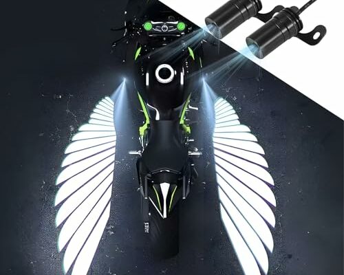 SWTHM 2Pcs Motorcycle Projector Lights for Angel Wing Logo, Universal Motorcycle Led Underglow Kit Underbody Waterproof Ghost Shadow Lights for Motorcycle Electric Scooters (White)