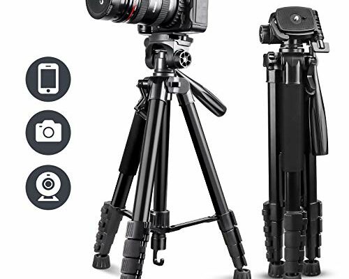 UBeesize 67” Camera Tripod with Travel Bag, Cell Phone Tripod with Bluetooth Remote and Phone Holder, Compatible with All Cameras, Cell Phones, Projector, Webcam, Spotting Scopes