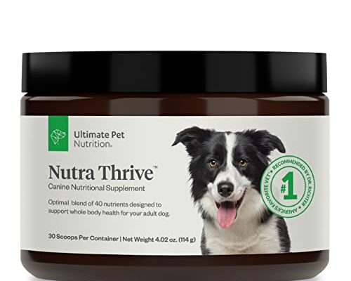 ULTIMATE PET NUTRITION Nutra Thrive™ Canine 40 in 1 Nutritional Supplement for Dogs, Powder Supplement for Dogs, Digestion and Immune Support, Vitamins, Minerals, Probiotics, Enzymes, 30 Servings