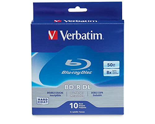 Verbatim BD-R 50GB 8X Blu-ray Recordable Media Disc Double Layer- Spindle - 97335, Branded, 10 Pack